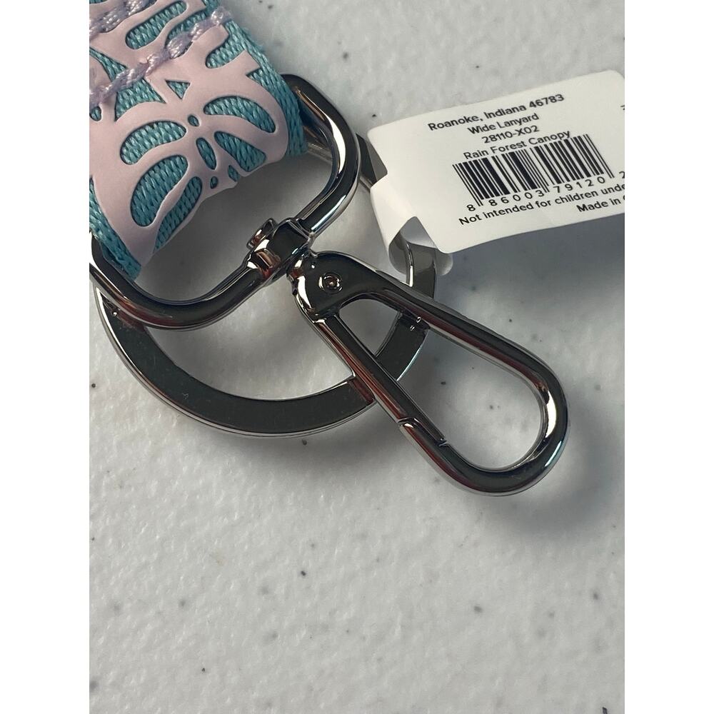 Vera Bradley Rainforest Canopy Light Teal Pink Wide Lanyard NWT - Picture 6 of 9